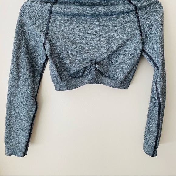 Gymshark Adapt Marl Seamless Long Sleeve Crop Top Gray - Picture 7 of 8